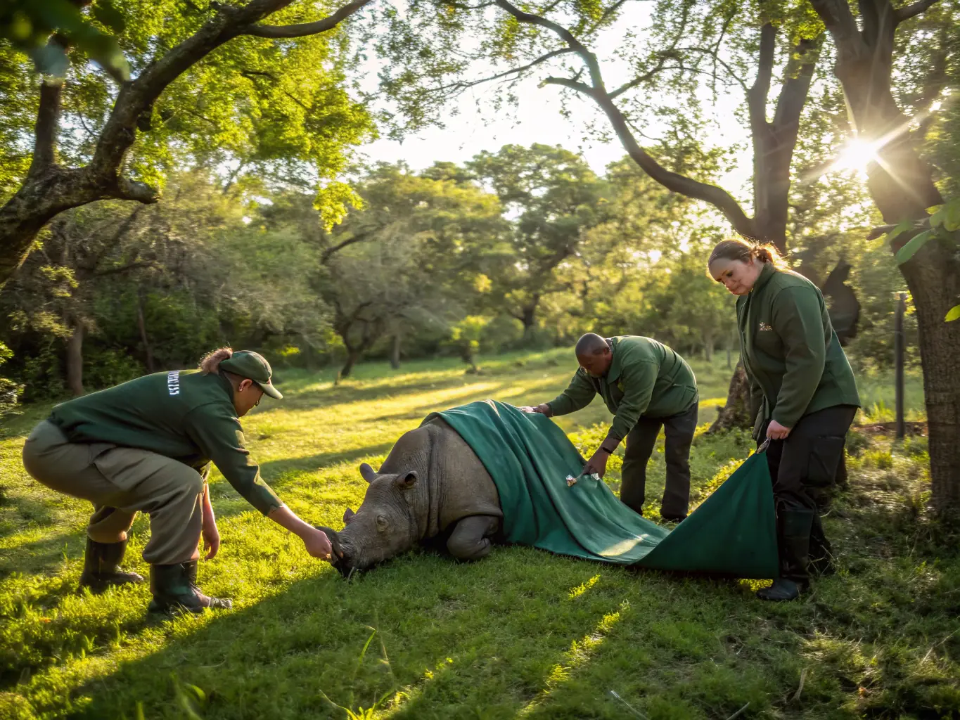 A photograph of ATOUPIC ASSOCIATION volunteers releasing a rehabilitated hedgehog back into its natural habitat. The image should evoke a sense of hope and accomplishment, symbolizing the organization's successful conservation efforts.