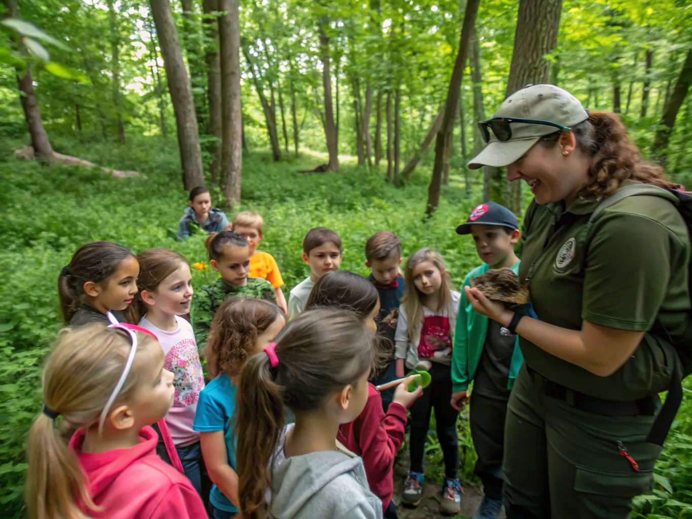 A photograph showcasing children participating in an educational workshop organized by the ATOUPIC ASSOCIATION. The image should capture the enthusiasm and engagement of the participants, emphasizing the importance of environmental education.
