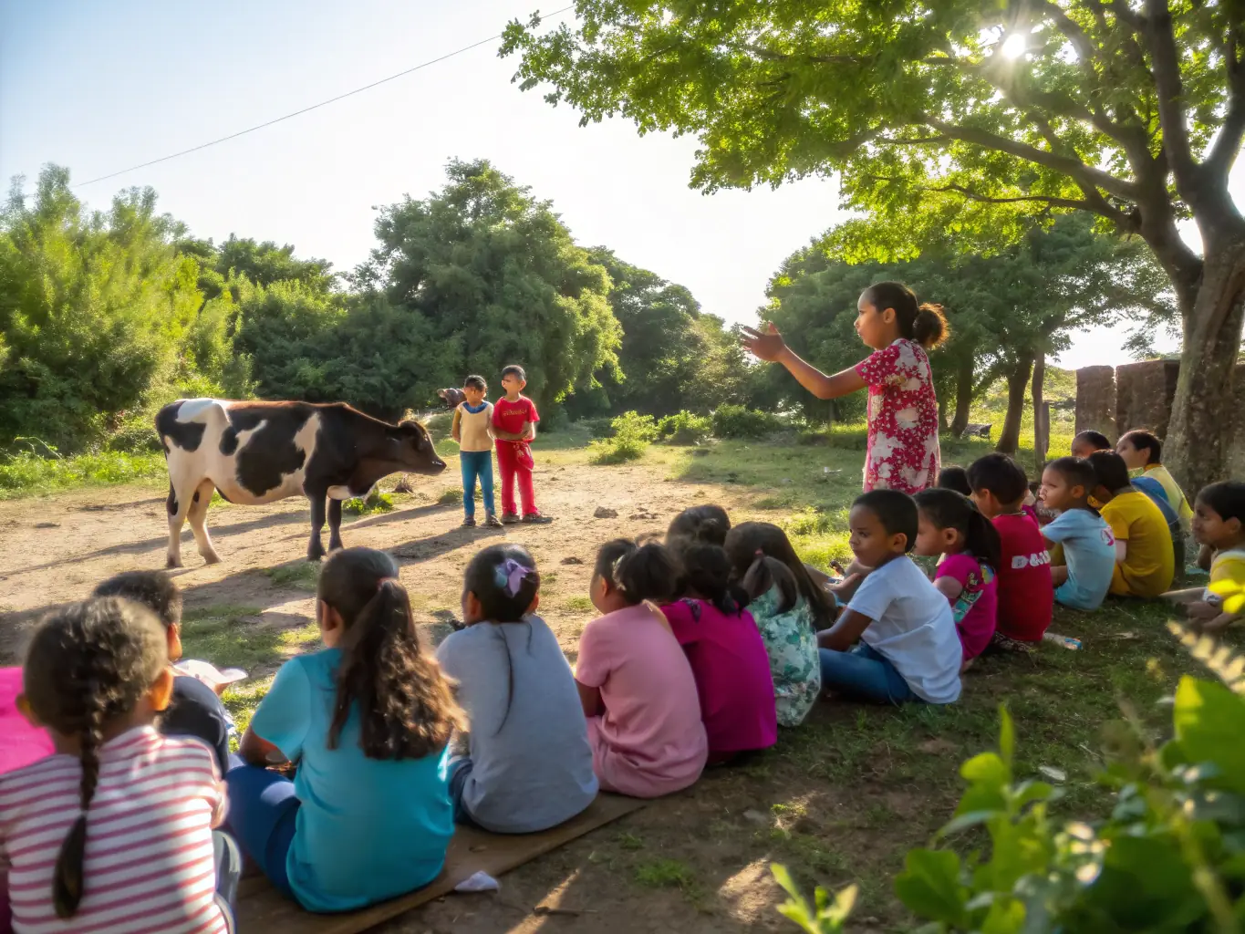 A group of children participating in an educational workshop organized by the ATOUPIC ASSOCIATION, learning about hedgehog conservation and biodiversity.