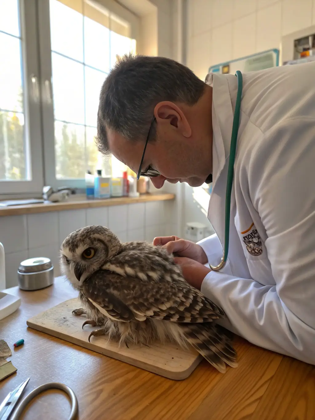 A picture of a hedgehog receiving medical care at the ATOUPIC ASSOCIATION's specialized care center, showcasing the dedication and expertise of the veterinary team.