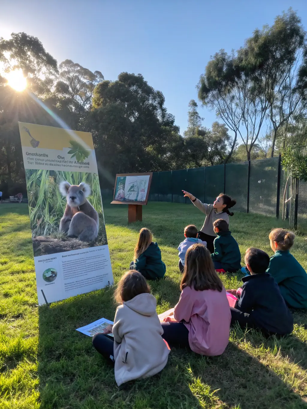 A group of children participating in an educational workshop organized by the ATOUPIC ASSOCIATION, learning about hedgehog conservation and biodiversity.